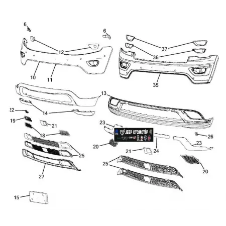 2016 Jeep Grand Cherokee Ön Tampon ACC Radar Kapağı K68265259AA