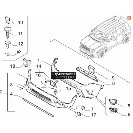2018 - 2023 Jeep Renegade Ön Tampon Braketi 52094177