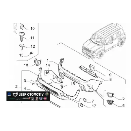 2018 - 2025 Jeep Renegade Orijinal Ön Alt Tampon 735707751