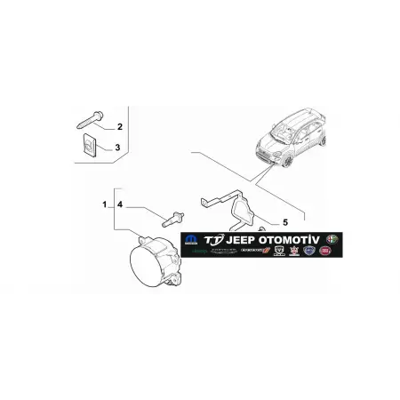 2018-23 Jeep Renegade/Fiat 500X sağ ön sis lambası 52088648