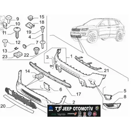 2020 - 2021 Jeep Compass Ön Alt Tampon Orijinal 735722164