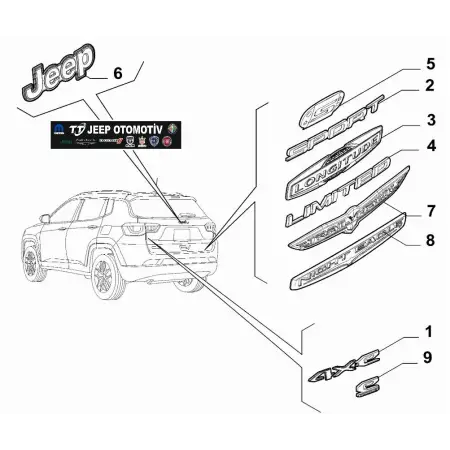 2020 - 2024 Jeep Compass PHEV Bagaj Jeep Yazısı 52170819