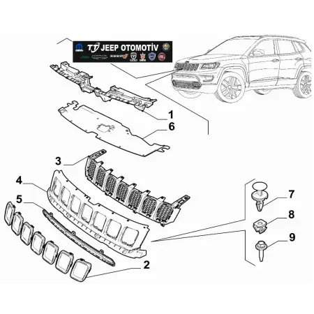 2020 - 2024 Jeep Compass radyatör panjuru 52171463