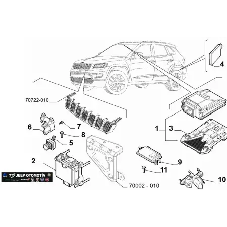 2021 - 2023 Jeep Compass Ön Radar ACC Sensör Modülü 50165879