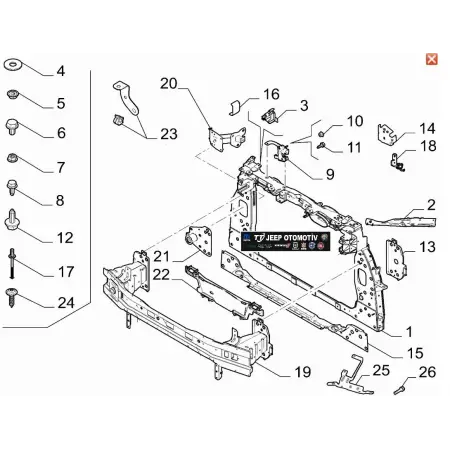2022-2024 Alfa Romeo Tonale Ön Panel Radyatör Taşıyıcı 50564354