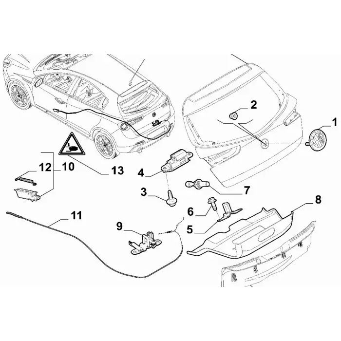 2010 - 2020 Alfa Romeo Giulietta Bagaj Kapağı Kilidi 52161766