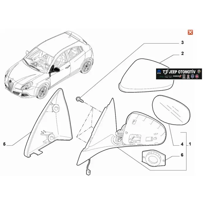 2010 - 2020 Alfa Romeo Giulietta Sağ Dikiz Ayna Kapağı 156091420