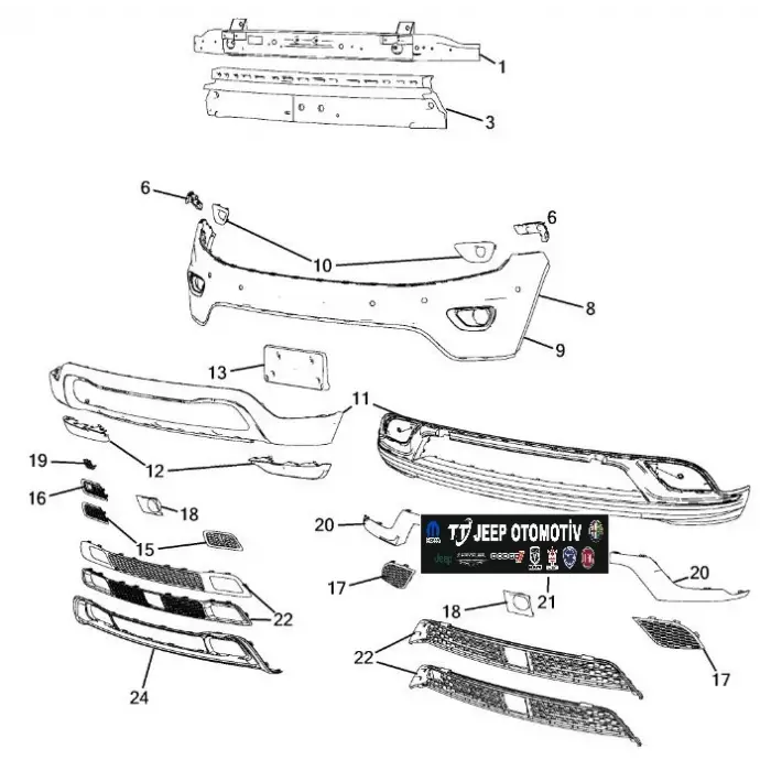 2014 - 2015 Jeep Grand Cherokee ACC Radar Kapak K68143108AB