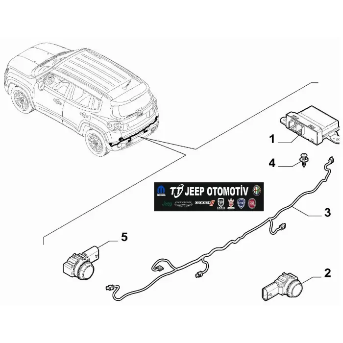 2014 - 2018 Jeep Renegade Arka Park Sensör Tesisatı 51999963