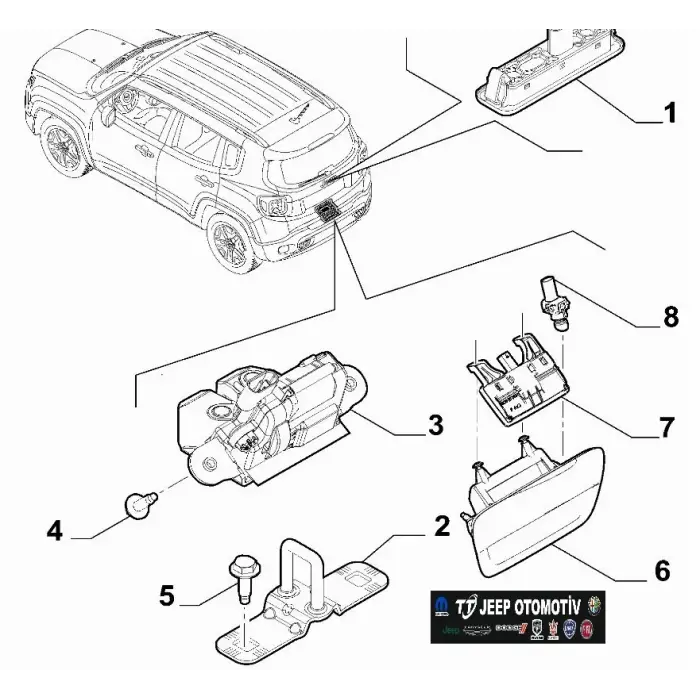 2014 - 2022 Jeep Renegade Bagaj Kapağı Tutamağı 735710574