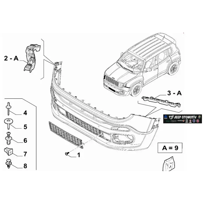 2014-2023 Jeep Renegade Ön tampon Sol Bağlantı Braketi 51959990