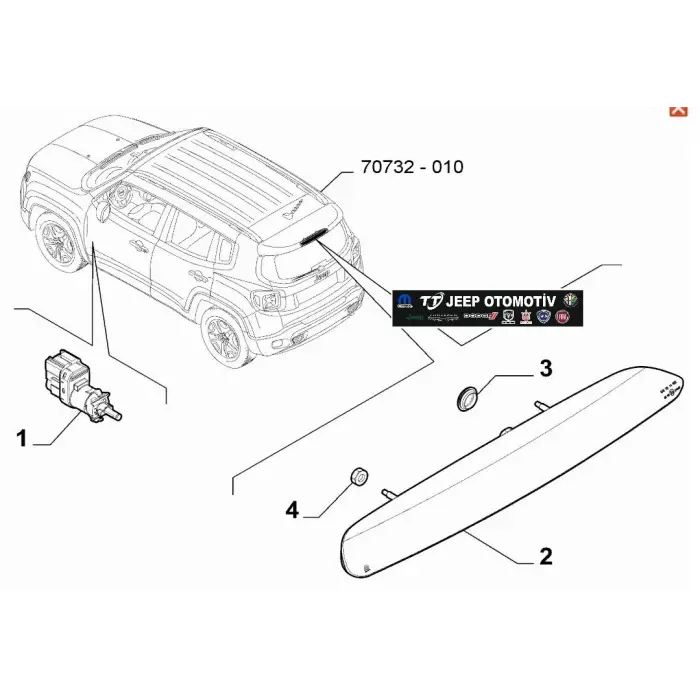 2014 - 2024 Jeep Renegade Arka 3.Stop Lambası 51953596
