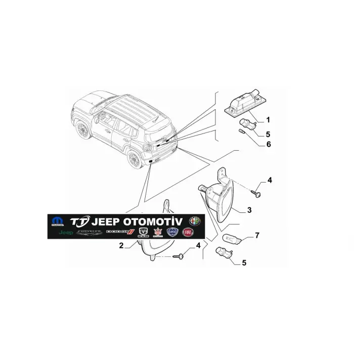 2014-24 Jeep Renegade geri vites lambası 52100272