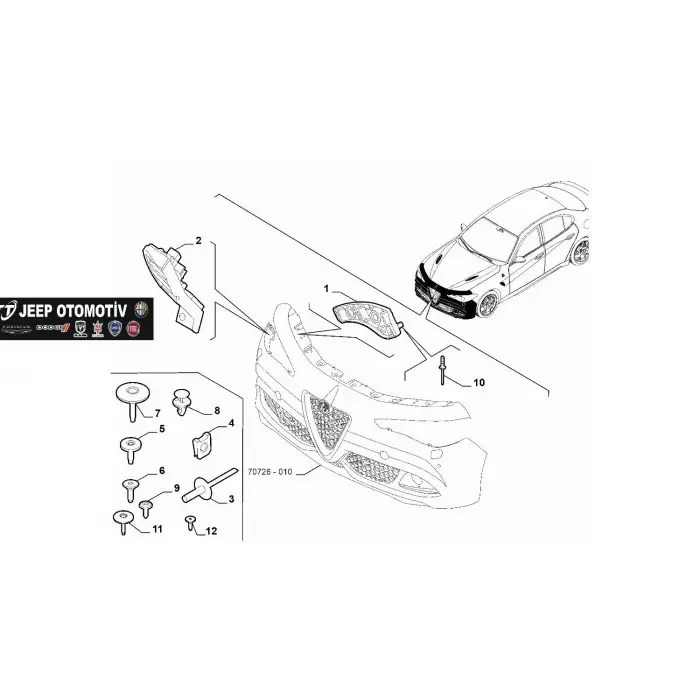 2016-22 Alfa Romeo Giulia Ön Tampon Sol Bağlantı Braket 50546906