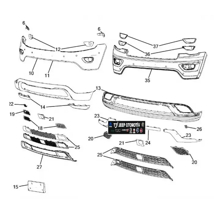 2016 Jeep Grand Cherokee Ön Tampon ACC Radar Kapağı K68265259AA