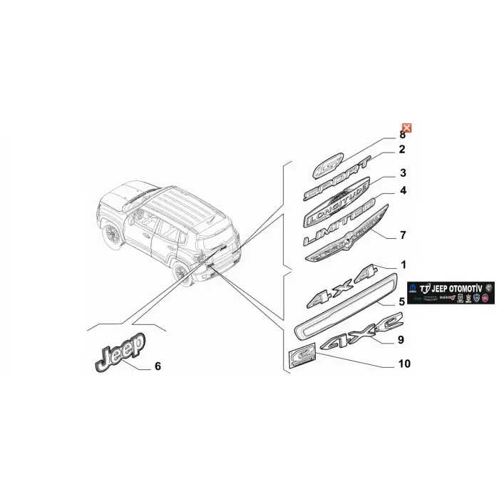 2018 - 2023 Jeep Renegade Arka Bagaj  Diesel  Yazısı 52055391