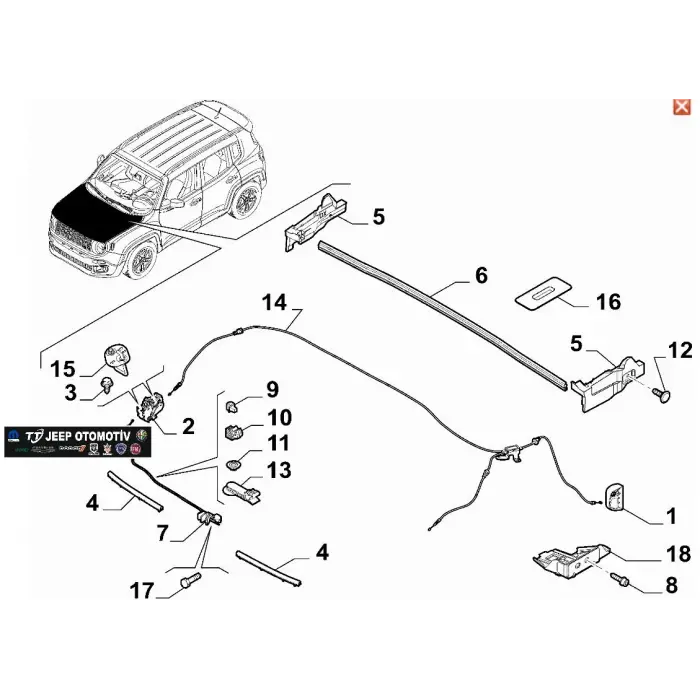 2018 - 2023 Jeep Renegade Kaput Kilidi 52144948