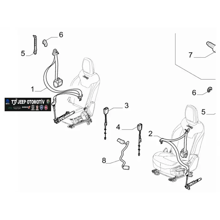 2018 - 2023 Jeep Renegade Sağ Ön Yolcu Emniyet Kemeri 735756121