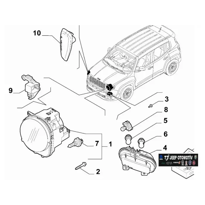 2018 - 2024 Jeep Renegade Ön Tampon Sağ Sinyal Lambası 52177773