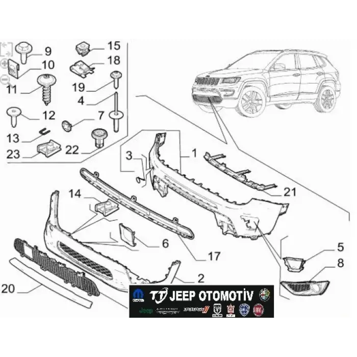 2020 - 2021 Jeep Compass Ön Alt Tampon Orijinal 735722164