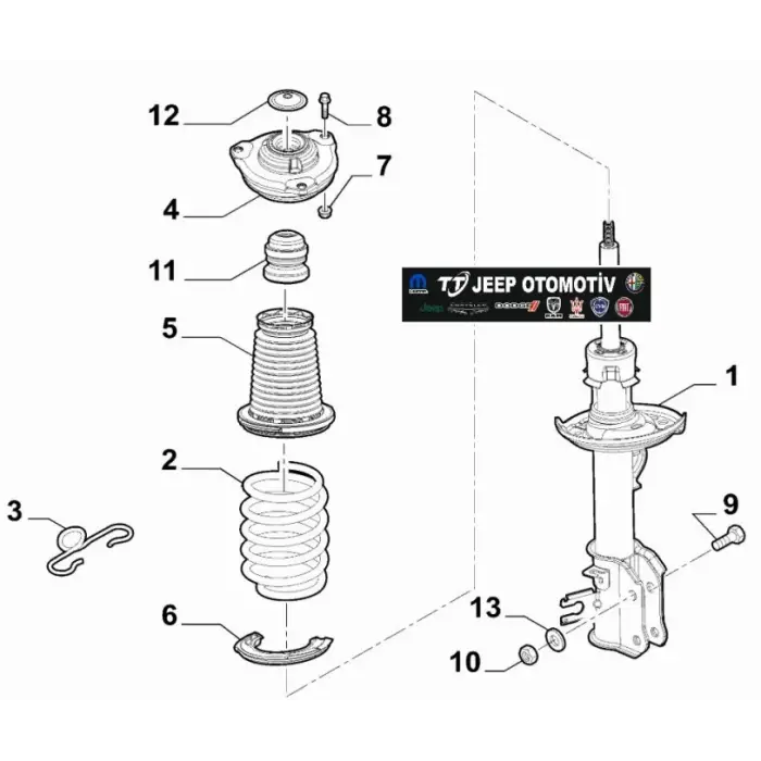 2020 - 2025 Jeep Compass Ön Sol Amortisör 52164245 - 2.El
