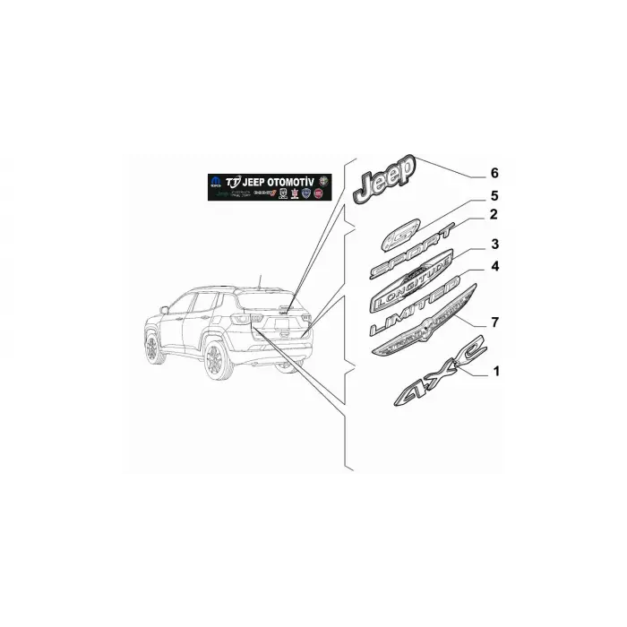 2020-23 Jeep Compass PHEV Arka Bagaj Jeep Yazısı / Arma 52170819