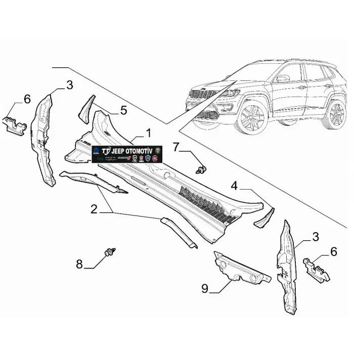 2020 Jeep Compass Silecek Izgarası 735728230 60932904