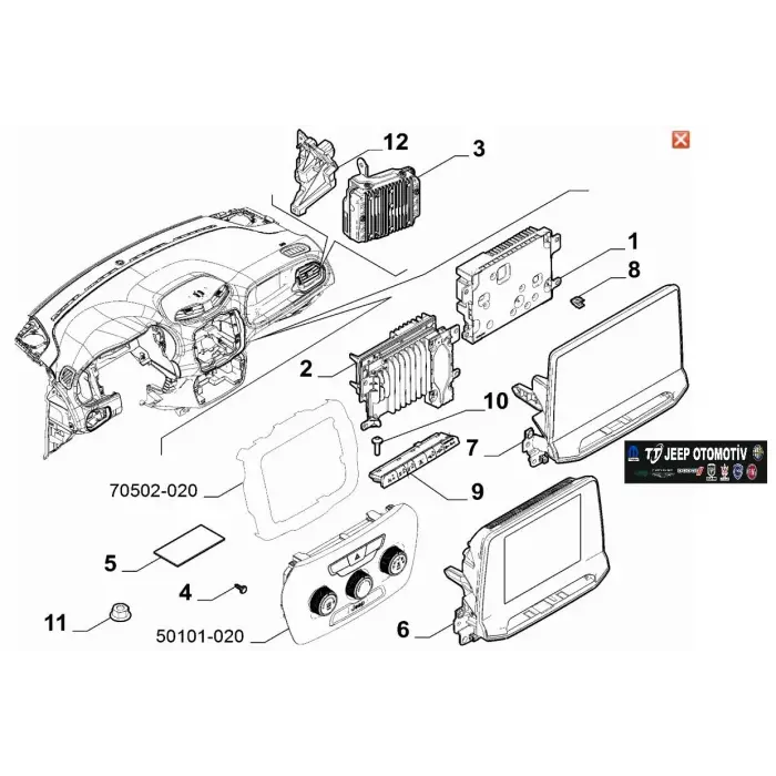 2021 - 2024 Jeep Compass Radyo Ekranı 50155722 68455716AG