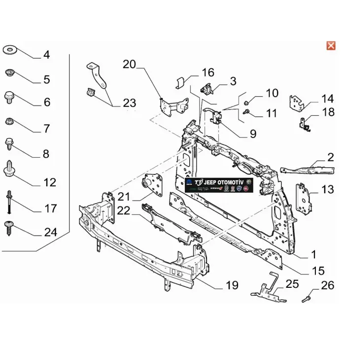 2022-2024 Alfa Romeo Tonale Ön Panel Radyatör Taşıyıcı 50564354