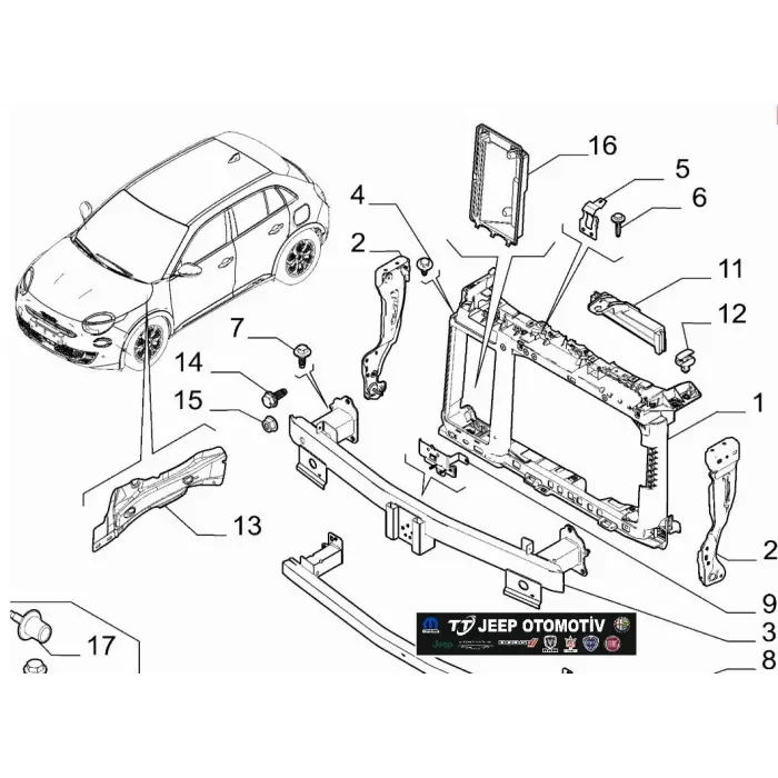 Jeep Avenger / Alfa Romeo Junior Ön Tampon Traversi 9849353180