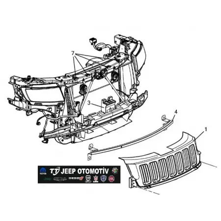 2011 - 2013 Jeep Grand Cherokee Ön Izgara Panjur 55079377AC -55079377AE-55079377AD OEM