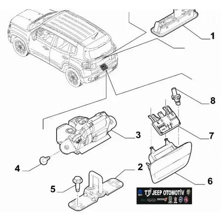 2014 - 2022 Jeep Renegade Bagaj Kapağı Tutamağı 735710574