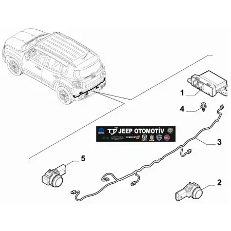 2014 - 2024 Jeep Renegade Arka Park Sensör Tesisatı 51999965