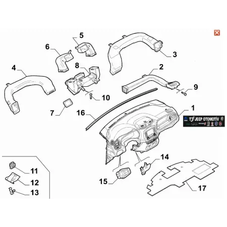 2014 - 2024 Jeep Renegade Torpido / Ön Göğüs 735690845