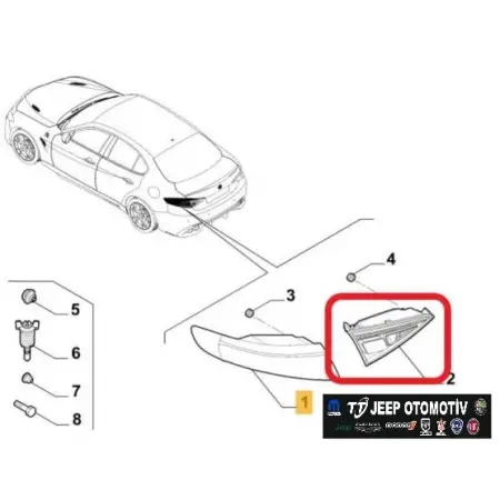 2016 - 2022 Alfa Romeo Giulia Sağ Arka İç Stop 50552387 - 2.El