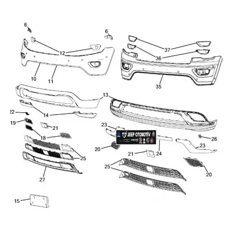 2016 Jeep Grand Cherokee Ön Tampon ACC Radar Kapağı K68265259AA
