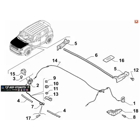 2018 - 2023 Jeep Renegade Kaput Kilidi 52144948