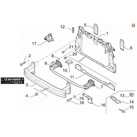 2018 - 2024 Jeep Renegade Ön Tampon Demiri 52119990