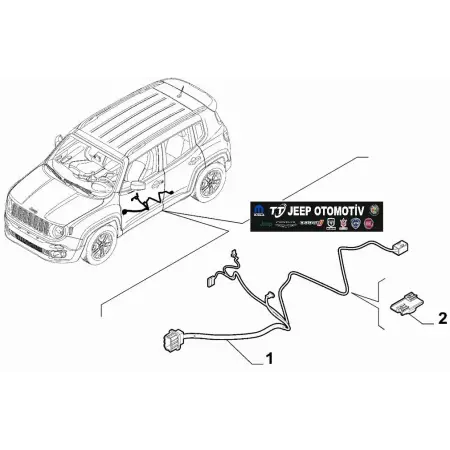 2018 - 2025 Jeep Renegade Sol Ön Kapı Tesisatı 52151545
