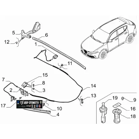 2020 - 2025 Jeep Compass Alfa Romeo Tonale Kaput Kilidi 53431276