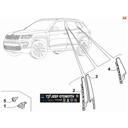 2020 - 2025 Jeep Compass Sol Ön Kapı Kaplaması / Aplik 50165116