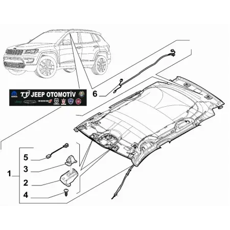 2020-21 Jeep Compass Tavan Döşeme Tesisat ve Hortumları 52144651 - 2.El