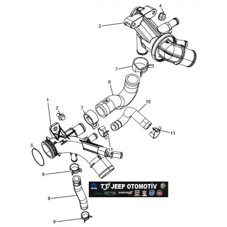 2011-2015 Chrysler / Lancia Voyager Termostat Borusu 68158443AA