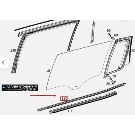 Mercedes GLB X247 Sol Arka Kapı Cam Dış Fitil Rayı A2477355101