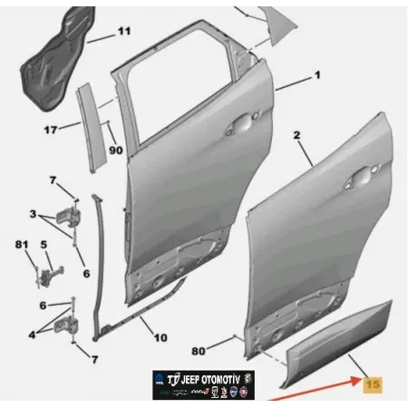 Peugeot 3008 Sol Arka Bandı Kuşağı Koruyucu Orijinal 98116717XT