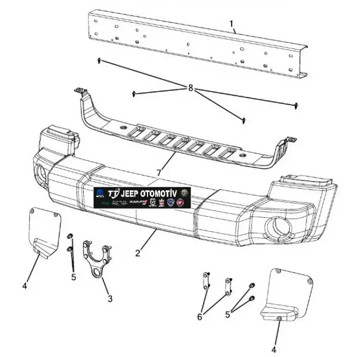 2007-2018 Jeep Wrangler Rubicon Ön Tampon 1FN88RXFAA K1FN88RXFAA