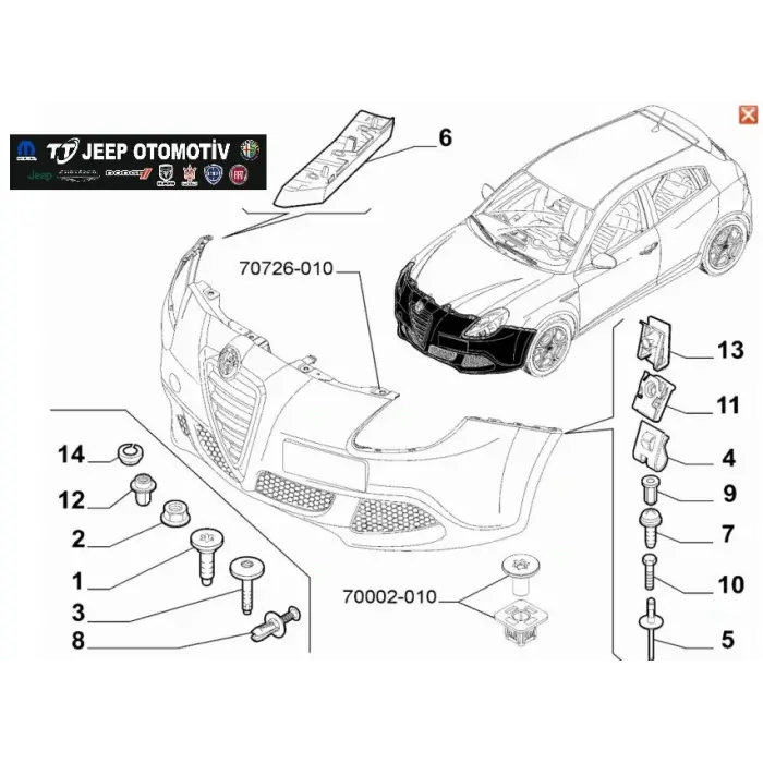 2010 - 2020 Alfa Romeo Giulietta Sağ Ön Tampon Braketi 50513509