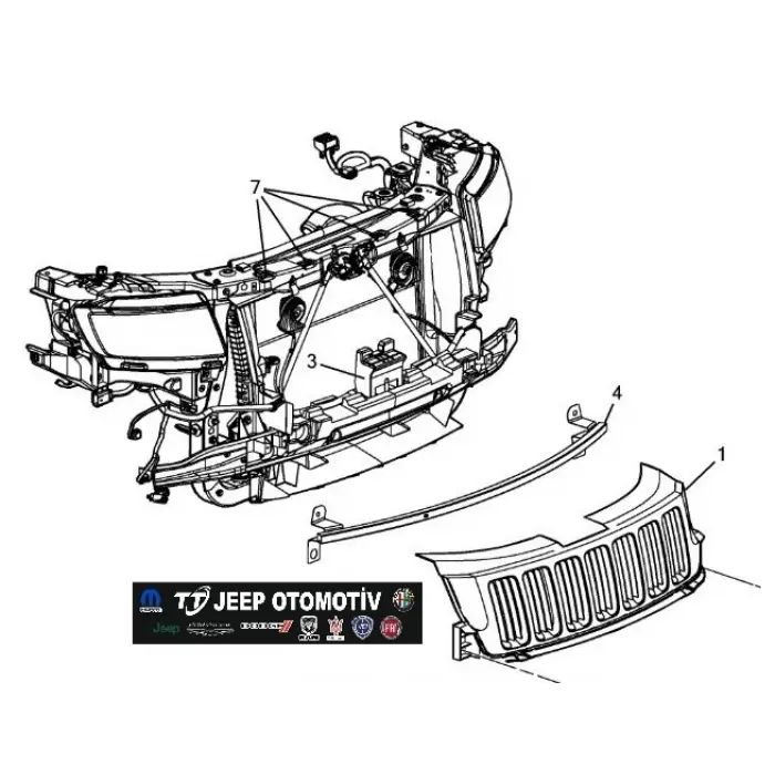 2011 - 2013 Jeep Grand Cherokee Ön Izgara Panjur 55079377AC -55079377AE-55079377AD OEM