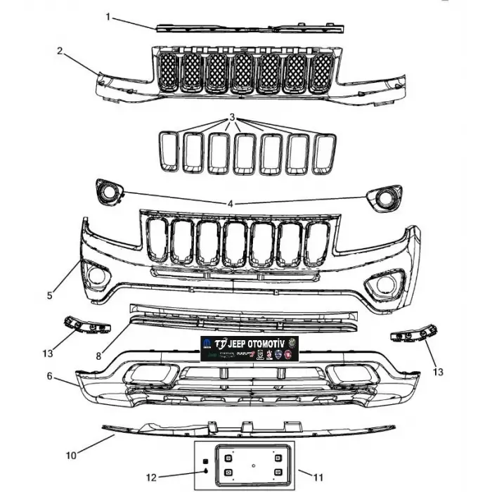 2011 - 2017 Jeep Compass Ön Alt Tampon 68109863AA K68109863AA OEM