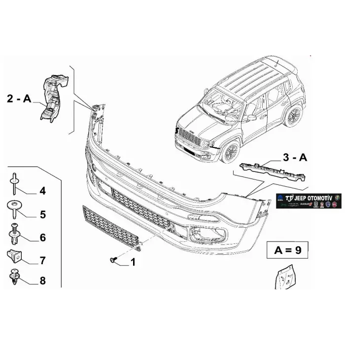 2014-2023 Jeep Renegade Ön tampon Sol Bağlantı Braketi 51959990